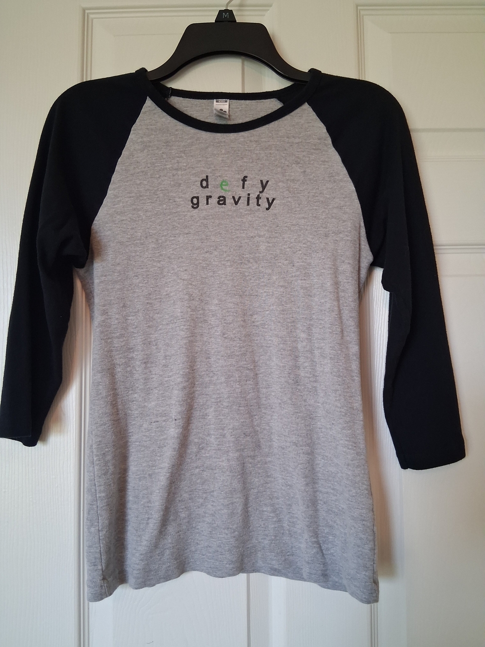 Wicked/Defy Gravity Broadway Raglan Tee - Gray Body with Black Sleeves